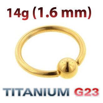 Кольцо 1,6 мм. Титан. Золотое анодирование. UTBCRE14g