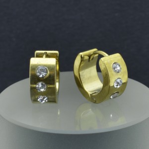 Серьга-кликер с кристаллами, золотое титановое покрытие. SK0222