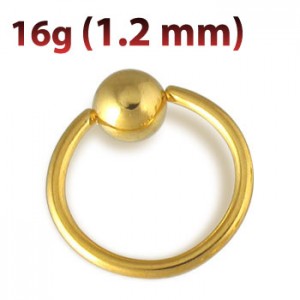 Кольцо 1,2 мм. Золотое титановое покрытие. BCRTBG16