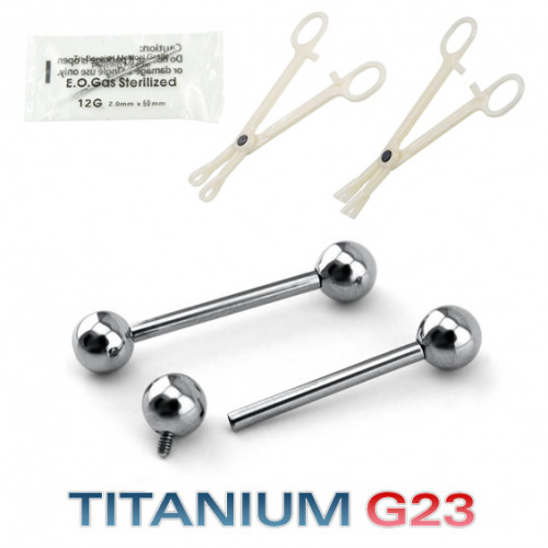 Набор для пирсинга языка с интернал-штангой 1,6 мм. Титан. SBBT02