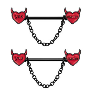 Украшения для пирсинга сосков. Сердца с рожками. Пара. SNP8619-2