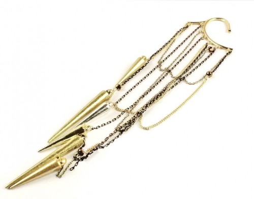 Кафф Шипы длинные, чёрный с золотом KF910