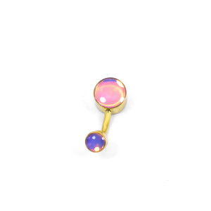 Интернал украшение для пирсинга пупка, золотое титановое покрытие. Magic Pink. IBNJ0796