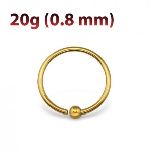 Кольцо 0,8 мм с припаянным шариком, золотое титановое покрытие. NHF-GD