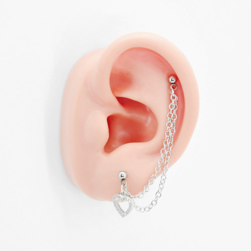 Штанга 1,2 мм для двух проколов. Сердце. JC-1539