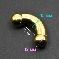 Интернал-банан для пирсинга Принц Альберт 10 мм, золотое титановое покрытие. BNPBG00