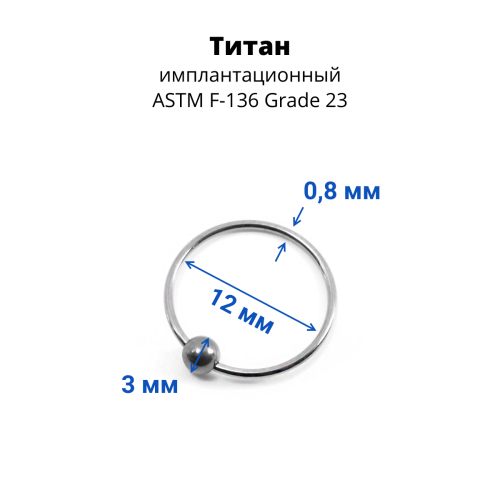 Кольцо 0,8 мм. Титан. BCRTi20