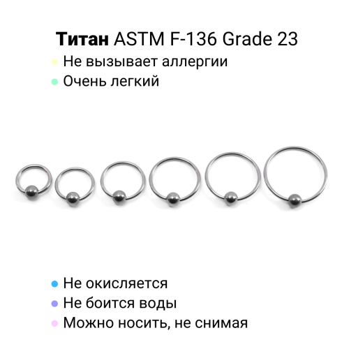 Кольцо 0,8 мм. Титан. BCRTi20