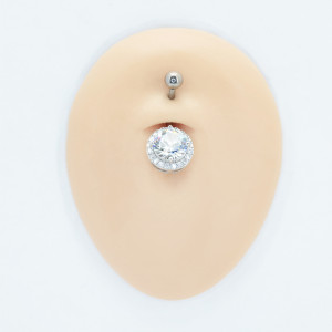 Украшение для пирсинга пупка. Титан. Круглый циркон. BNT4310