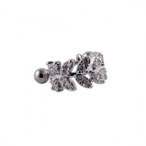 Штанга 0,8 мм для пирсинга хеликса с цирконами. Листья. JB4502