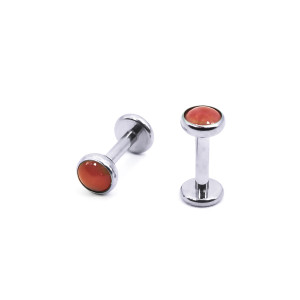 Интернал-лабрета 1,2 мм. Титан, вставка - гранат 4 мм. LBICST0706