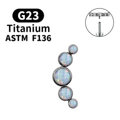 Интернал-лабрета 1,2 мм. Титан. Опалы. ILT4234