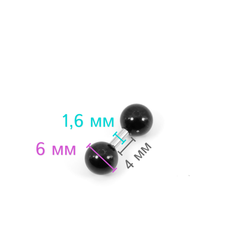 Штанга 1,6 мм короткая для пирсинга. Чёрное титановое покрытие. BBM14B
