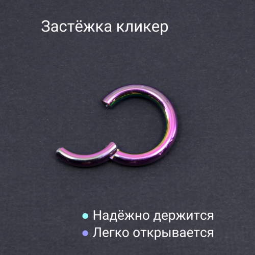 Кольцо сегментное 2,5 мм кликер. Титан, радужное анодирование. HSEGTA10RB