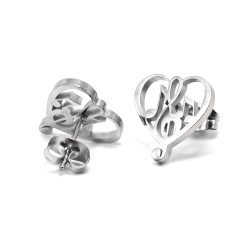 Серьги-гвоздики. Музыкальное сердце. SE3008-2