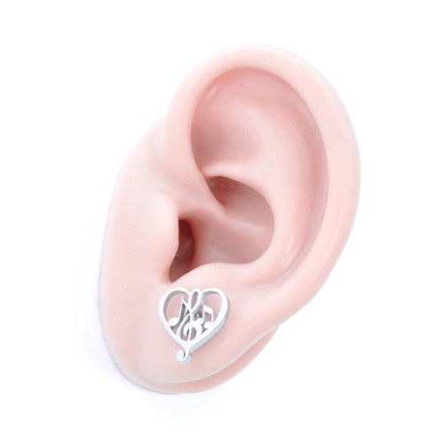 Серьги-гвоздики. Музыкальное сердце. SE3008-2
