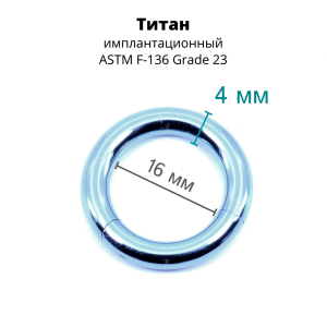 Кольцо сегментное 4,0 мм кликер. Титан, голубое анодирование. HSEGT6LB2