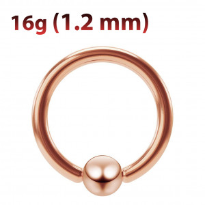Кольцо 1,2 мм. Титановое покрытие розовое золото. BCR16RG