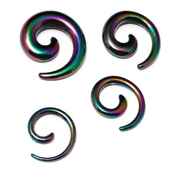 Растяжка для пирсинга акрил черная спираль перламутровая