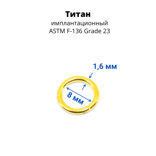 Кольцо сегментное 1,6 мм кликер. Титан. Анодирование. HSEGTA14