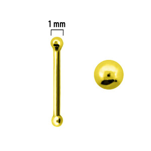 Нострила гвоздик 0,5 мм, золотое покрытие. Шарик 1 мм. NOSE-1-G