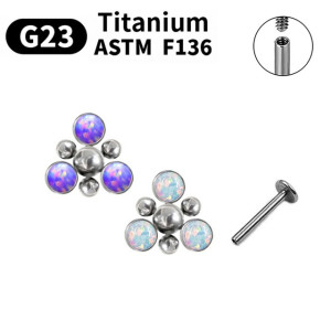 Интернал-лабрета 1,2 мм. Титан. Опалы. ILT4250