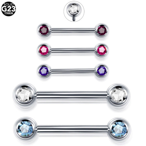 Интернал-штанги для пирсинга сосков с кристаллами. Титан. Пара. BBNPTC-2