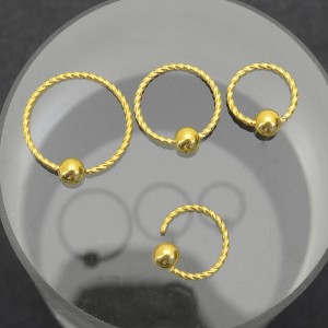 Кольцо 0,8 мм спиральное с припаянным шариком и золотым анодированием. BCR20WG