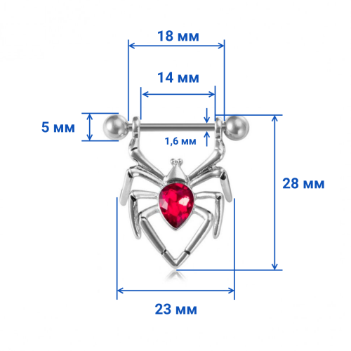 Украшения для пирсинга соска. Пауки. Пара. SNP7250-2