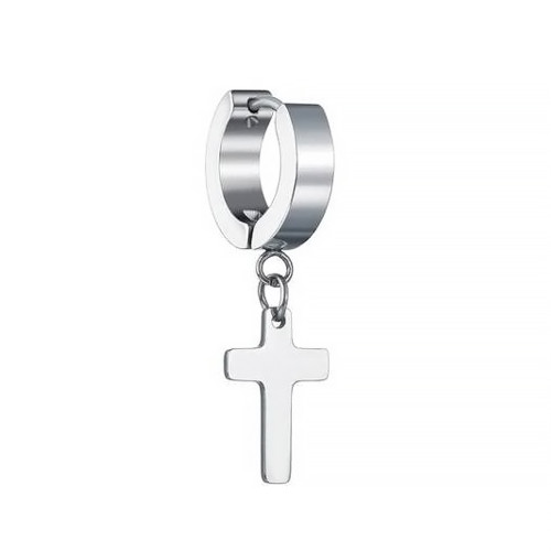Серьга-кликер с подвеской крестом. SK5801