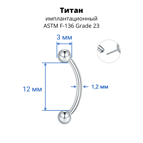 Микробанан 1,2 мм. Push-in. Титан. BNE16T-pi