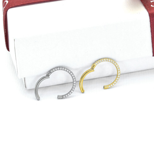 Кольцо сегментное 1,2 мм кликер. Титан. Кристаллы. HSEGTAJ022