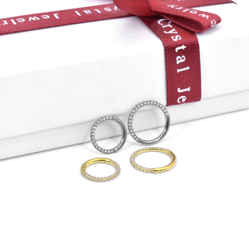 Кольцо сегментное 1,2 мм кликер. Титан. Кристаллы. HSEGTAJ022