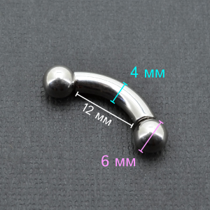 Интернал-банан 4 мм  для пирсинга Принц Альберт. BNPB6