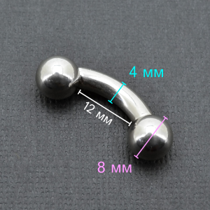 Интернал-банан 4 мм  для пирсинга Принц Альберт. BNPB6