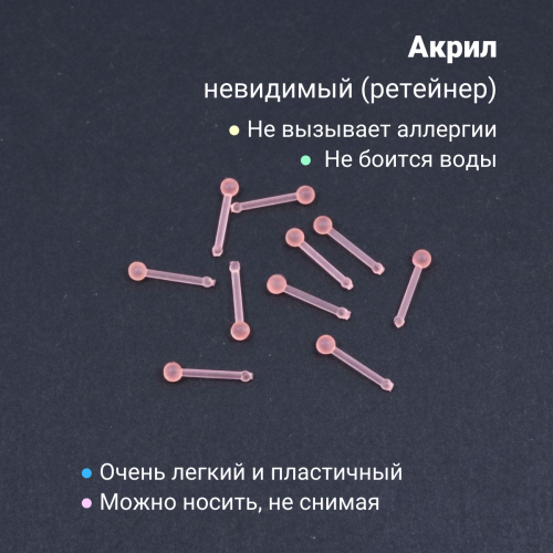 Нострила гвоздик 0,8 мм. Невидимая, акрил. NBRT20n