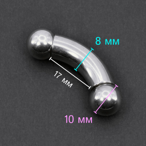 Интернал-банан 8 мм для пирсинга Принц Альберт. BNPB0