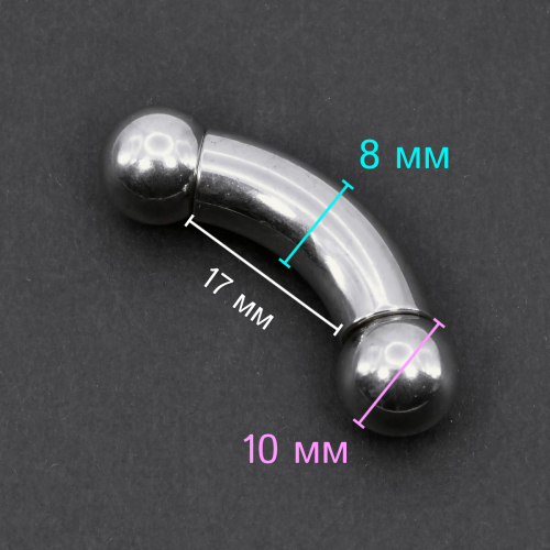 Интернал-банан 8 мм для пирсинга Принц Альберт. BNPB0