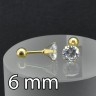 Штанга 1,2 мм. Круглый циркон, золотое титановое покрытие. ES0529