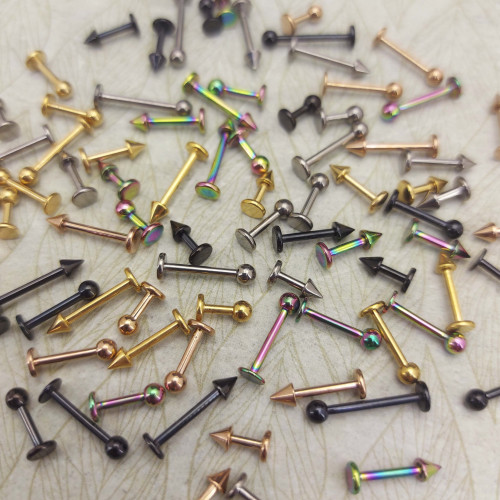 Лабрета 1,2 мм для пирсинга уха и губы. Титан, черное анодирование. LBBTA16b