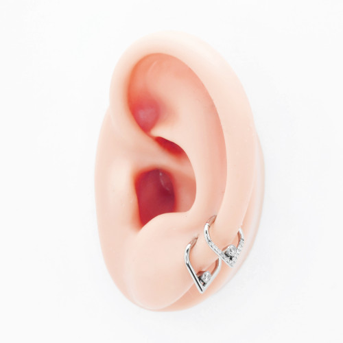 Кольцо-капля сегментное 1,2 мм кликер с кристаллами. Титан, золотое анодирование. HSEGTAJ023