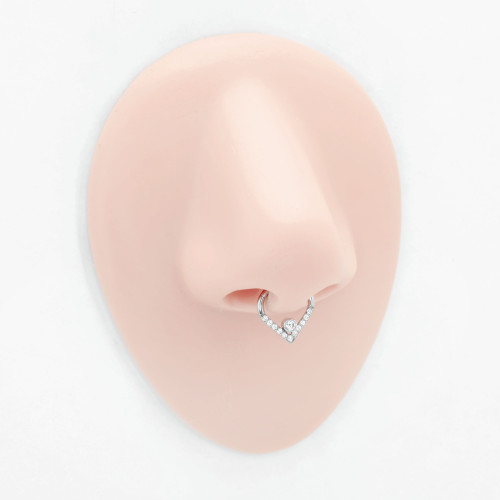 Кольцо-капля сегментное 1,2 мм кликер с кристаллами. Титан, золотое анодирование. HSEGTAJ023