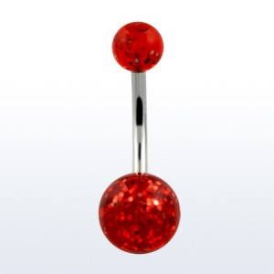 Украшение для пирсинга пупка. Шарики акрил с блеском. BNGT