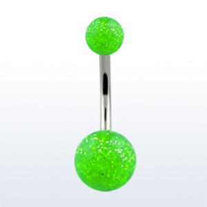 Украшение для пирсинга пупка. Шарики акрил с блеском. BNGT
