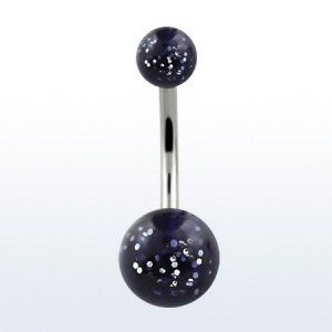 Украшение для пирсинга пупка. Шарики акрил с блеском. BNGT
