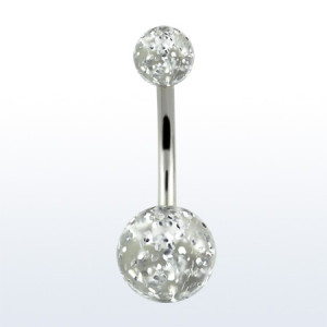Украшение для пирсинга пупка. Шарики акрил с блеском. BNGT