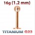 Лабрета 1,2 мм. Титан, розовое золото. LBBTA16rg