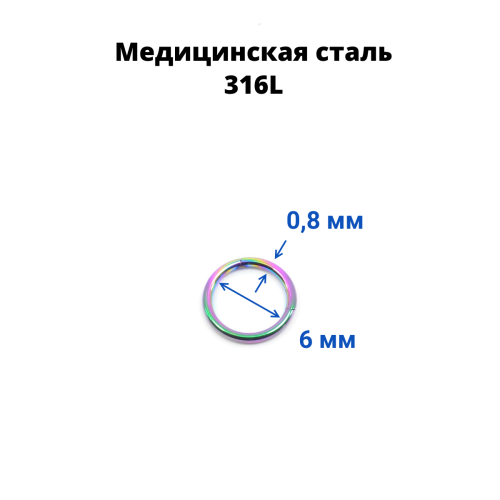 Кольцо сегментное 0,8 мм кликер. Хирургическая сталь. HSEG20