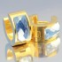 Серьга-кликер с голубым кристаллом, золотое покрытие SK346