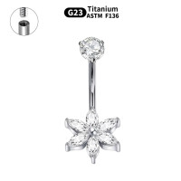 Интернал украшение для пирсинга пупка. Цветок. Титан. IBNTJ013